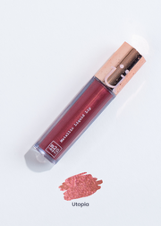 metallic liquid lipstick in shade "Utopia" (metallic burgundy)