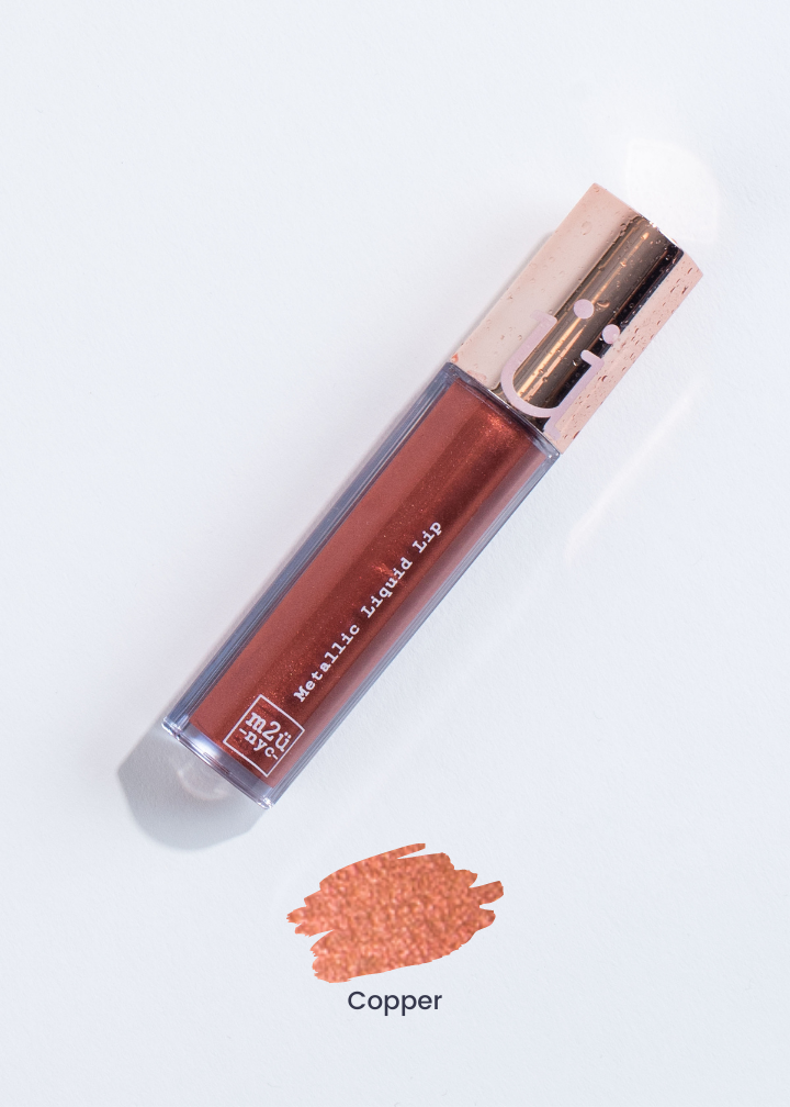 metallic liquid lipstick in shade "Copper" (metallic copper)