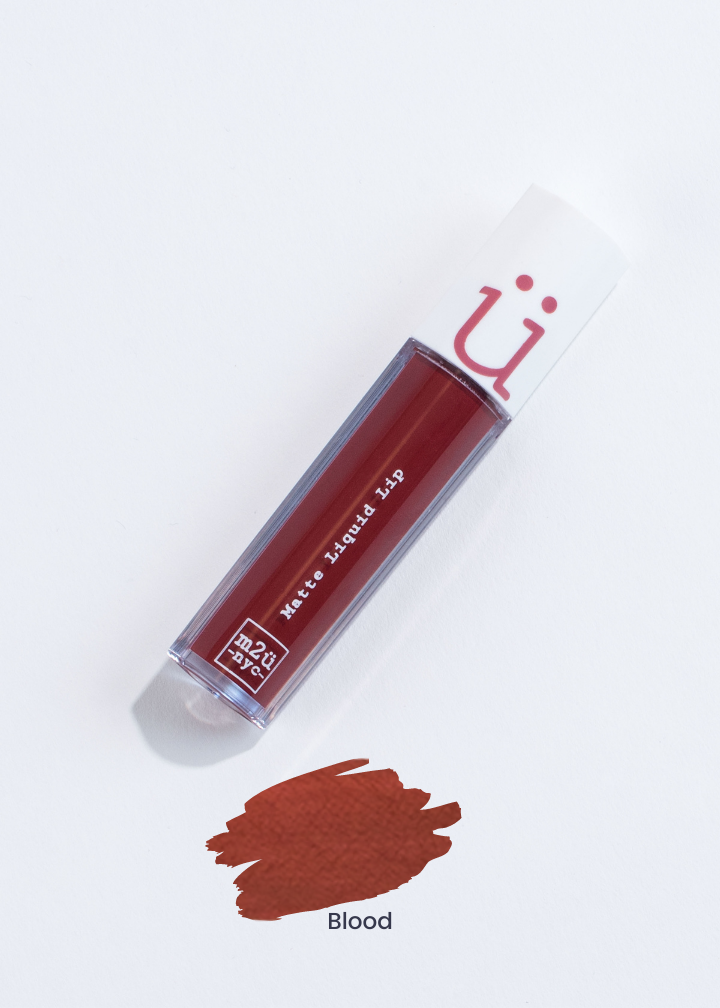 matte liquid lip in shade Blood (red)