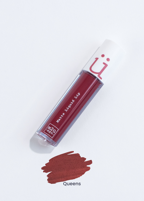 matte liquid lip in shade Queens (dark red)