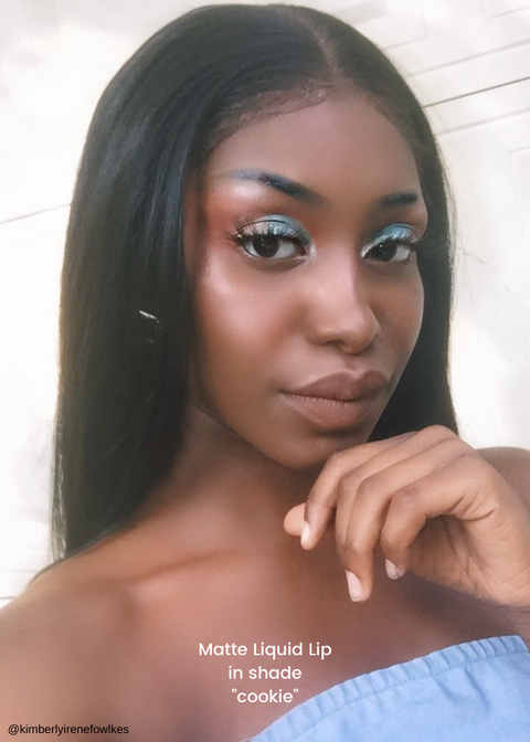 brown matte liquid lipstick on black dark skin girl